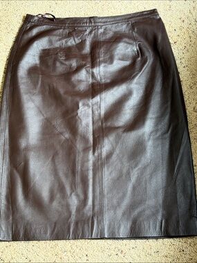 Spenser Jeremy Brown Leather Pencil Skirt